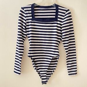 Women’s Cotton Blue and White Stripes Garment Top - M - Pre-owned